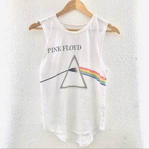 PINK FLOYD White Tank Top Crew Neck Sleeveless Top